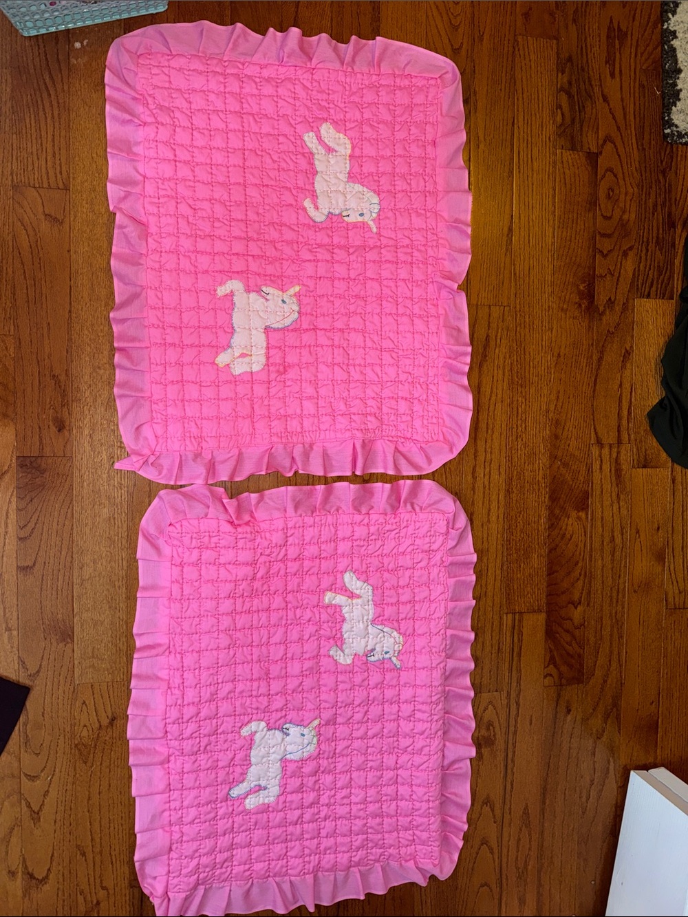 Vintage quilted Hot Pink quilted unicorn pillow shams